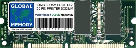 64MB SDRAM PC100 100MHz 100-PIN SODIMM MEMORY RAM FOR PRINTERS - Click Image to Close